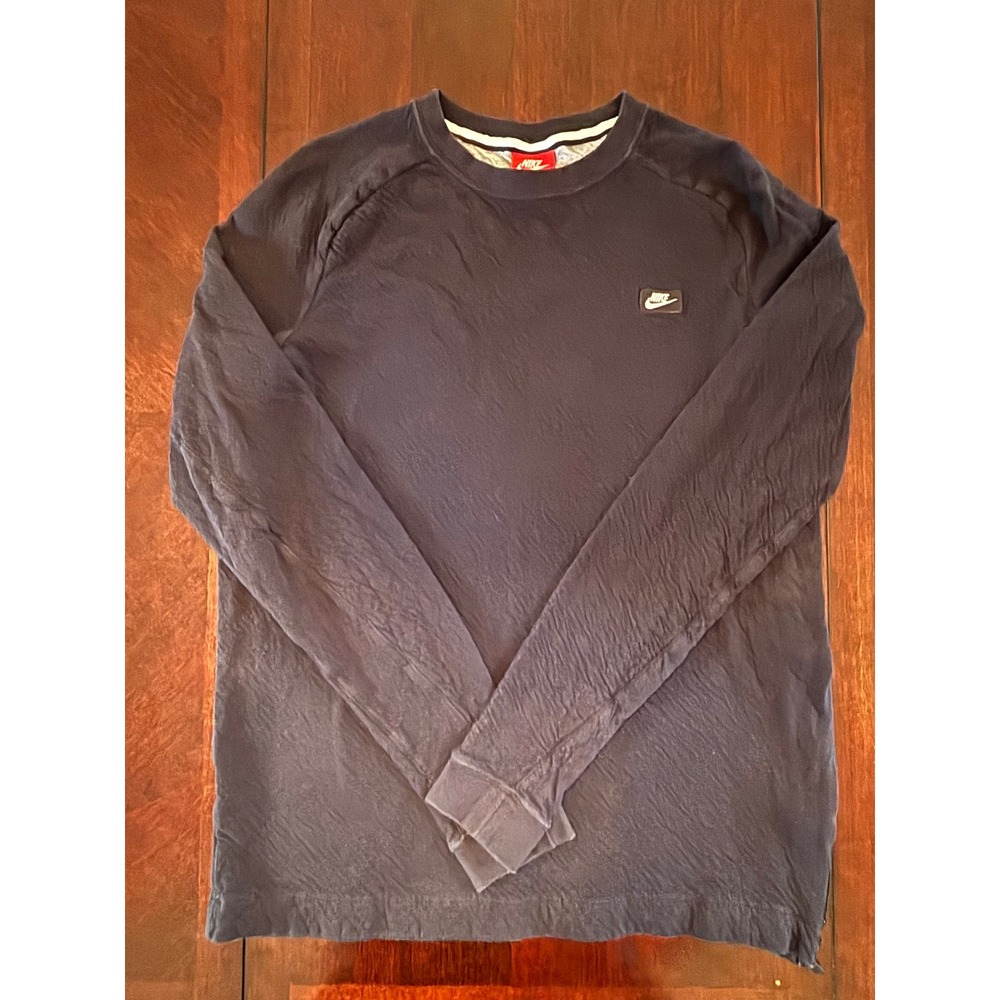 Nike Mens Black French Terry Side Zip Long Sleeve Crewneck Sweatshirt Medium